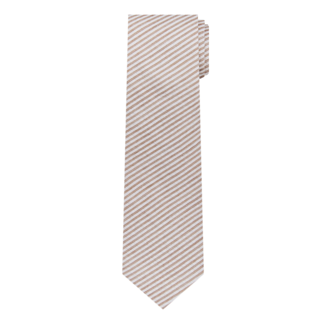 Seersucker Striped Tie - Beige