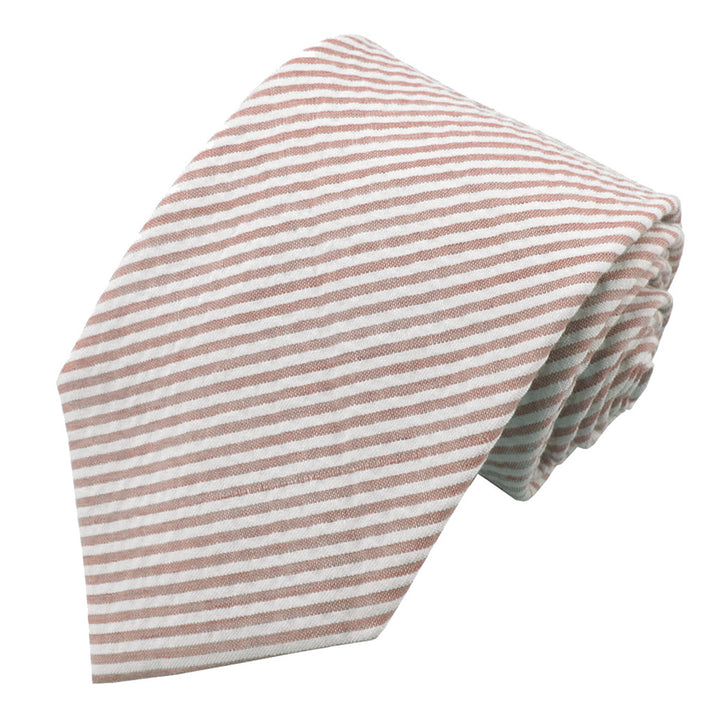 Seersucker Striped Tie - Beige