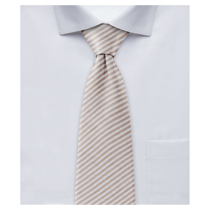 Seersucker Striped Tie - Beige