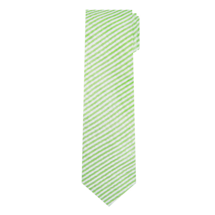 Seersucker Striped Extra Long Tie - Green