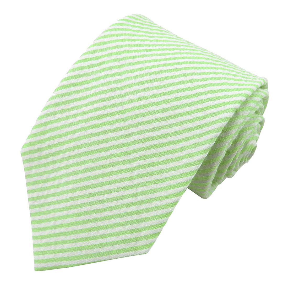 Seersucker Striped Tie - Green