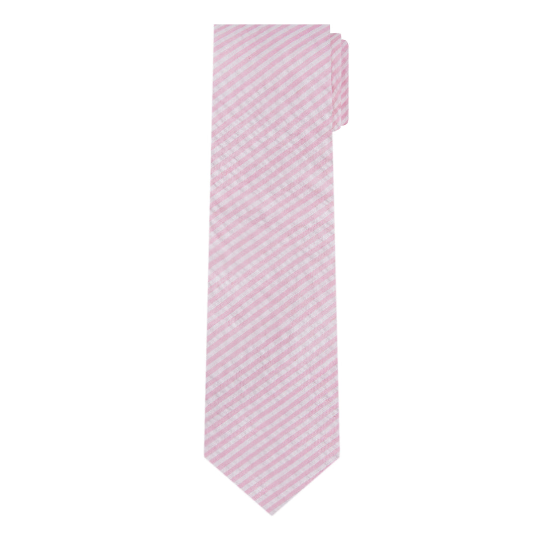 Seersucker Striped Extra Long Tie - Pink