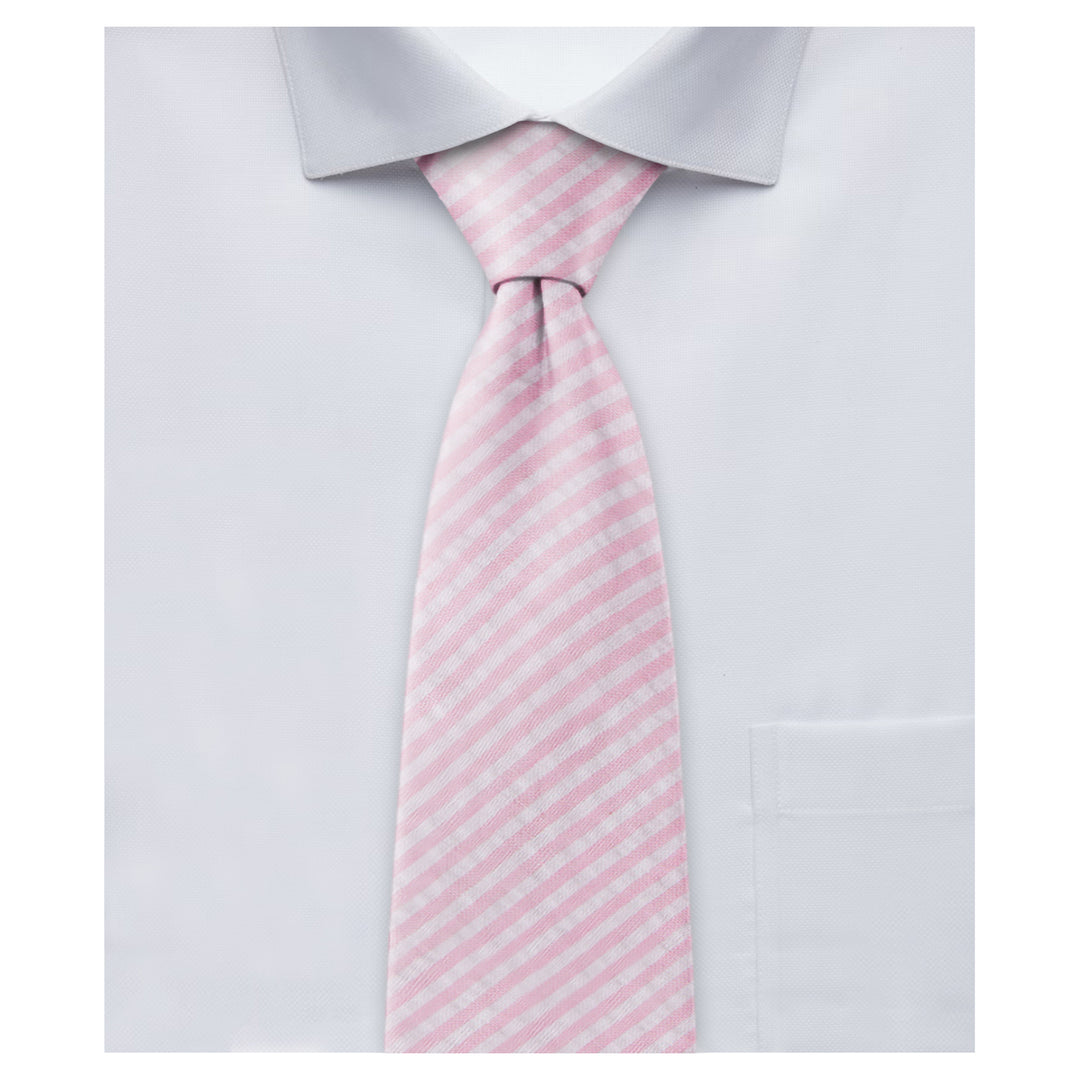 Kid's Seersucker Striped 11" Clip-On Tie - Pink