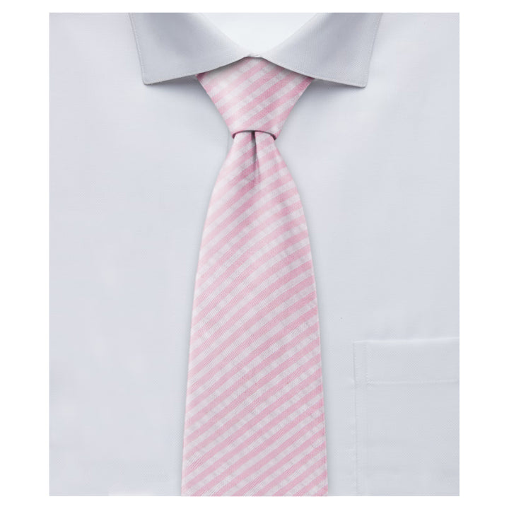 Seersucker Striped Extra Long Tie - Pink