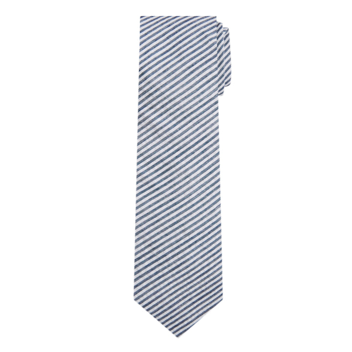 Seersucker Striped Tie - Navy Blue