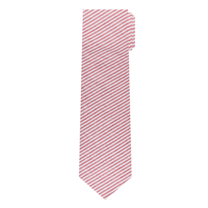 Seersucker Striped Extra Long Tie - Red