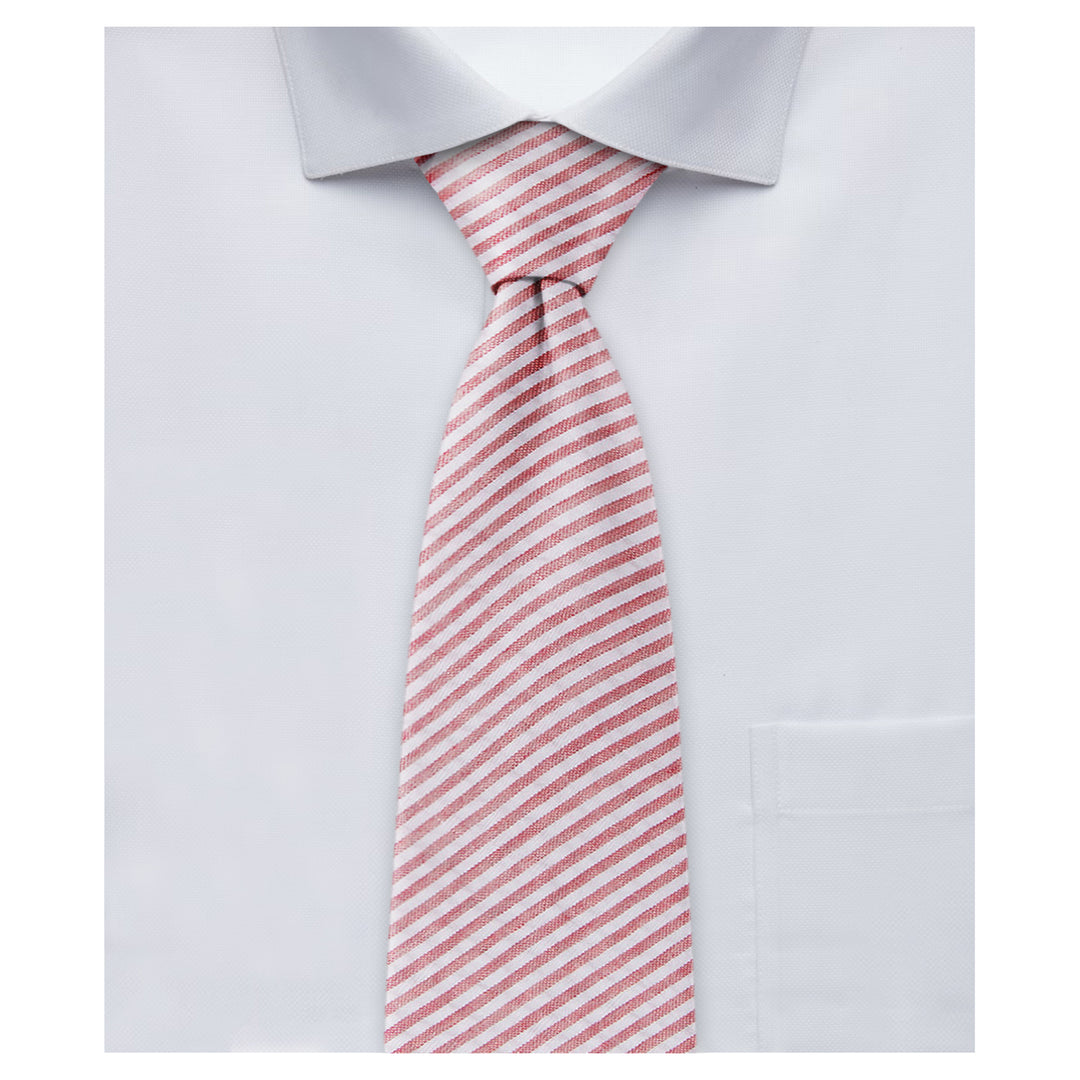 Wedding Kid's Seersucker Striped 14" Clip-On Tie - Red