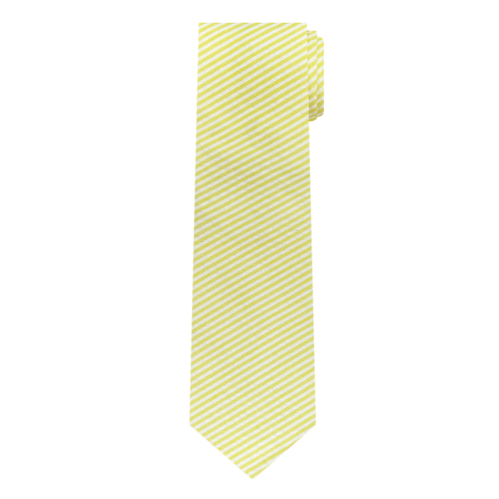 Seersucker Striped Extra Long Tie - Yellow