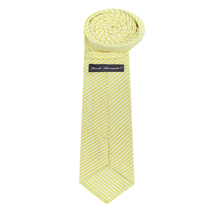 Seersucker Striped Extra Long Tie - Yellow