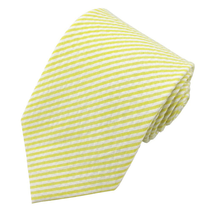Seersucker Striped Tie - Yellow