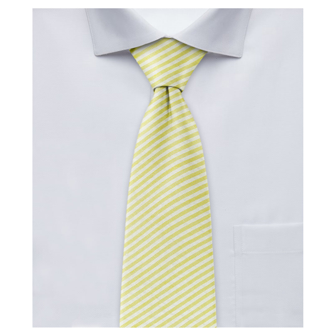 Seersucker Striped Extra Long Tie - Yellow
