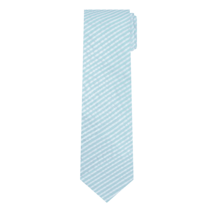 Seersucker Striped Extra Long Tie - Turquoise