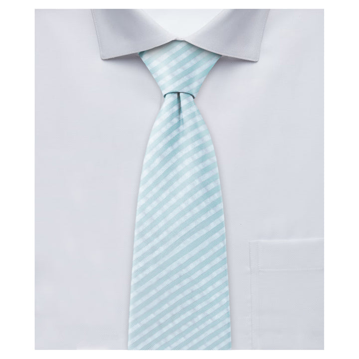 Kid's Seersucker Striped 11" Clip-On Tie - Turquoise