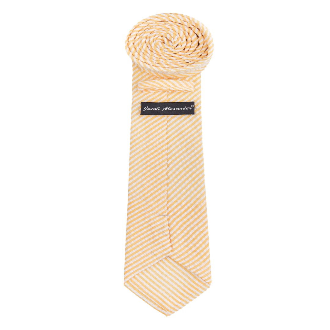 Seersucker Striped Extra Long Tie - Peach