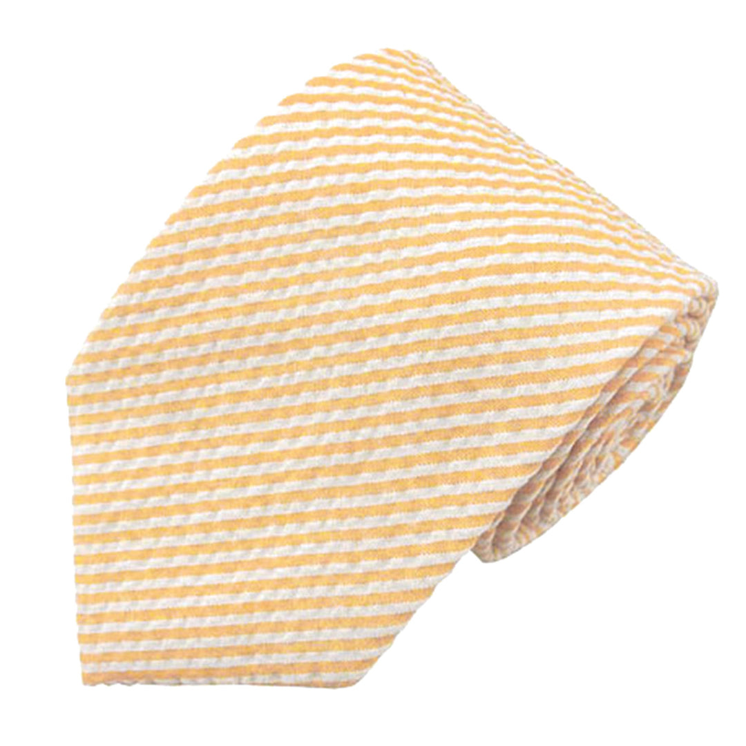Seersucker Striped Extra Long Tie - Peach