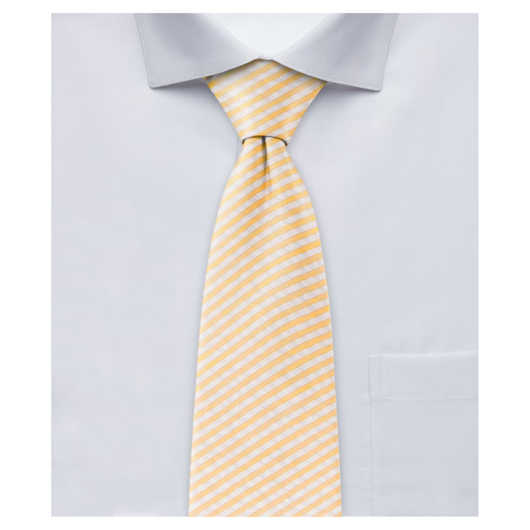 Seersucker Striped Extra Long Tie - Peach