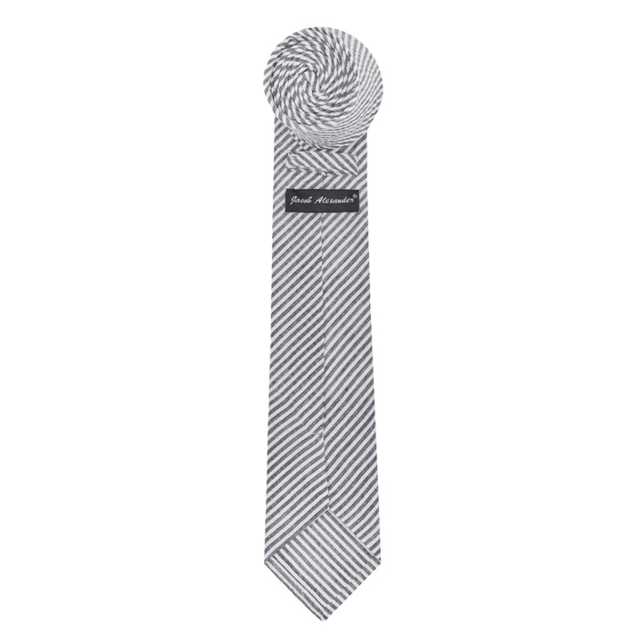 Kid's Prep Seersucker Striped Tie - Black