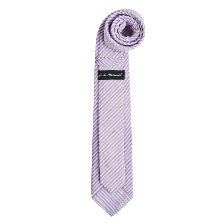 Kid's Prep Seersucker Striped Tie - Lavender