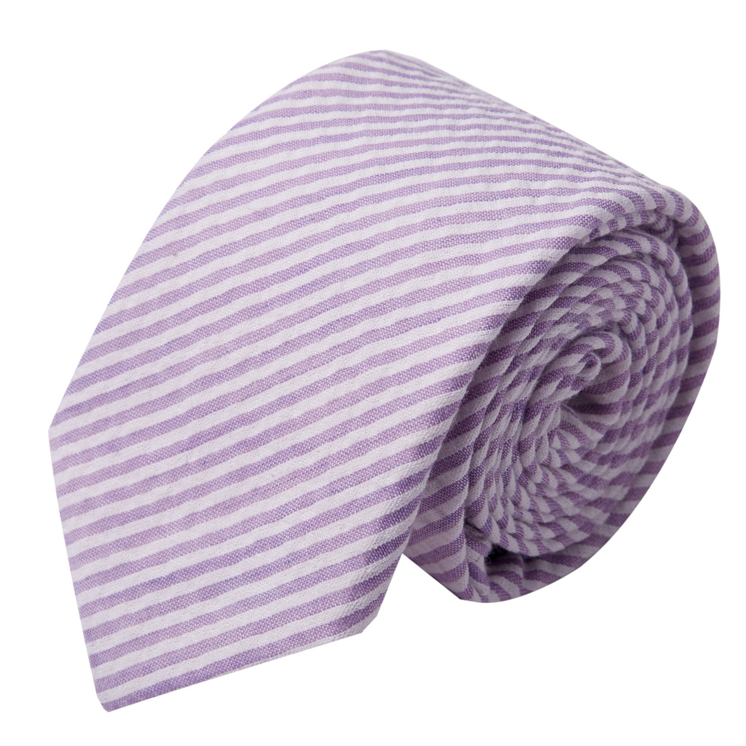 Kid's Prep Seersucker Striped Tie - Lavender