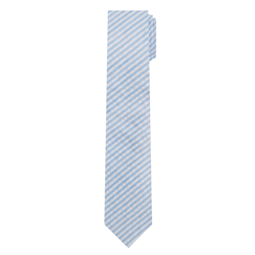 Kid's Prep Seersucker Striped Tie - Baby Blue