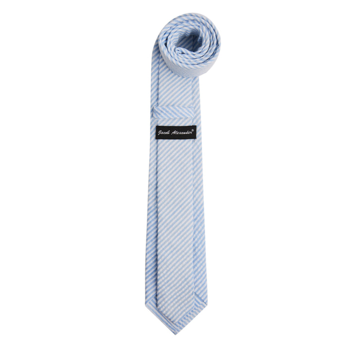 Kid's Prep Seersucker Striped Tie - Baby Blue