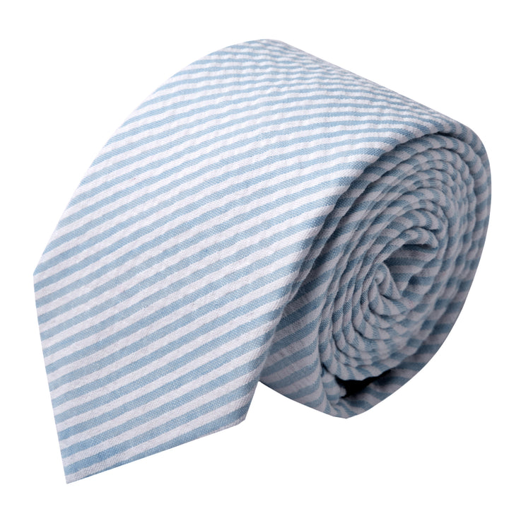 Kid's Prep Seersucker Striped Tie - Baby Blue