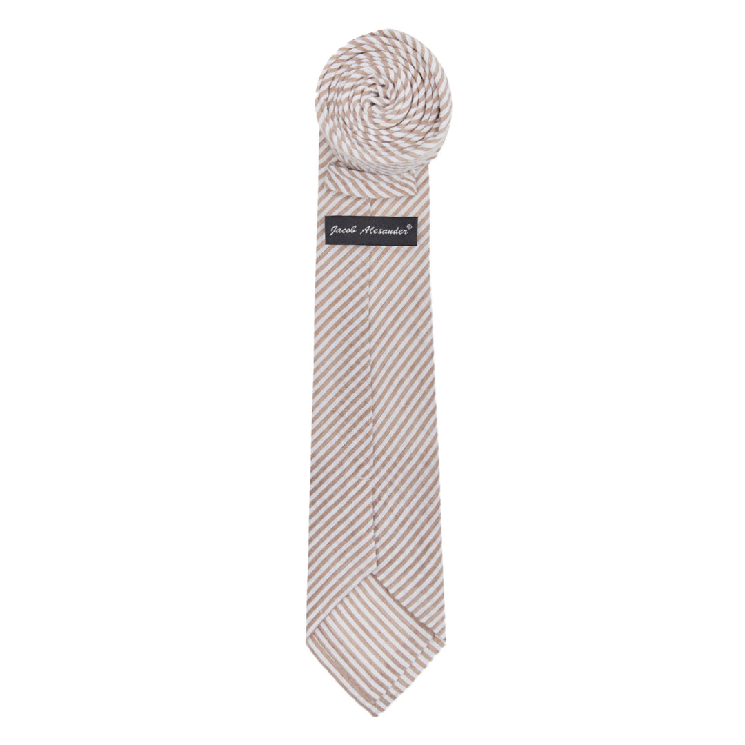 Kid's Prep Seersucker Striped Tie - Beige