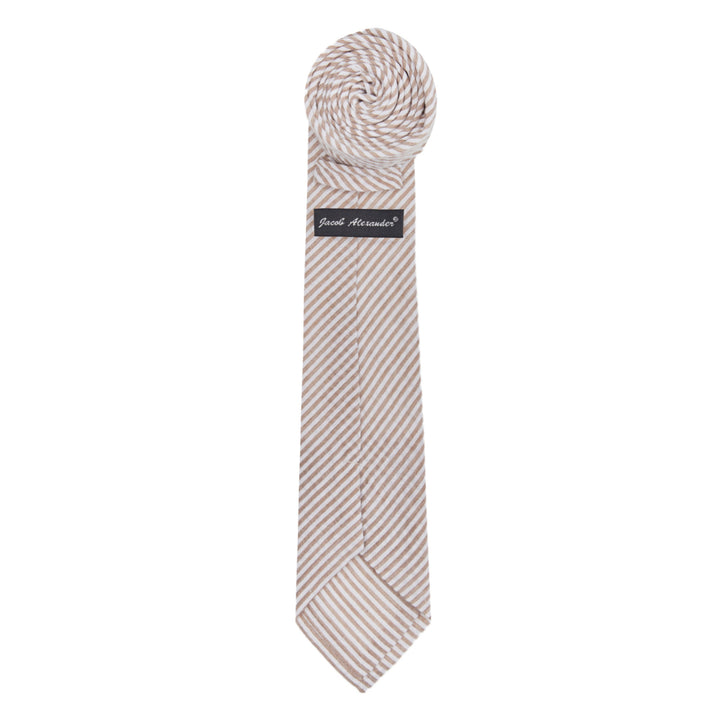 Kid's Prep Seersucker Striped Tie - Beige