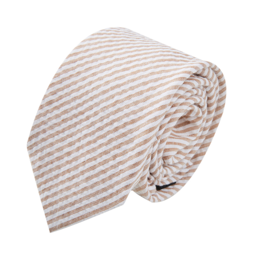 Kid's Prep Seersucker Striped Tie - Beige