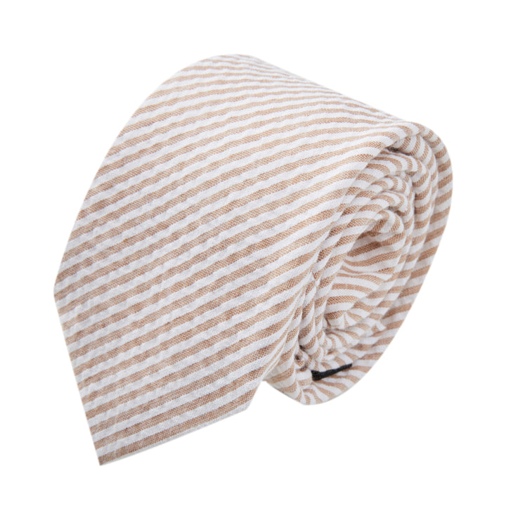 Kid's Prep Seersucker Striped Tie - Beige