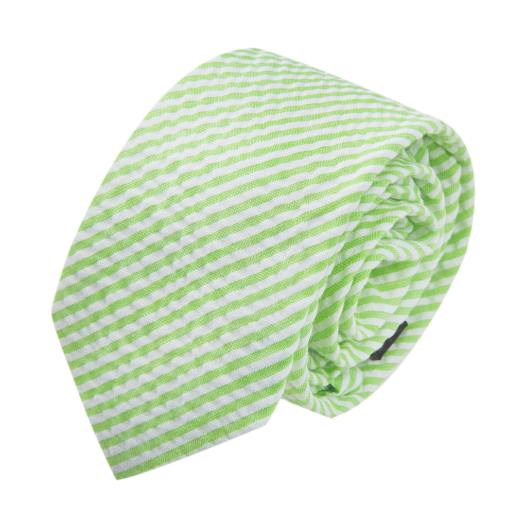 Kid's Prep Seersucker Striped Tie - Green