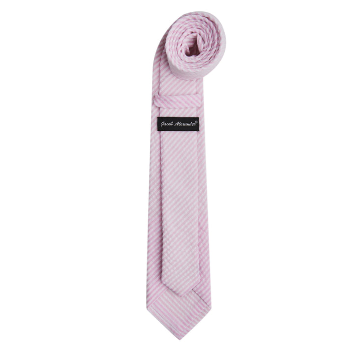 Kid's Prep Seersucker Striped Tie - Pink