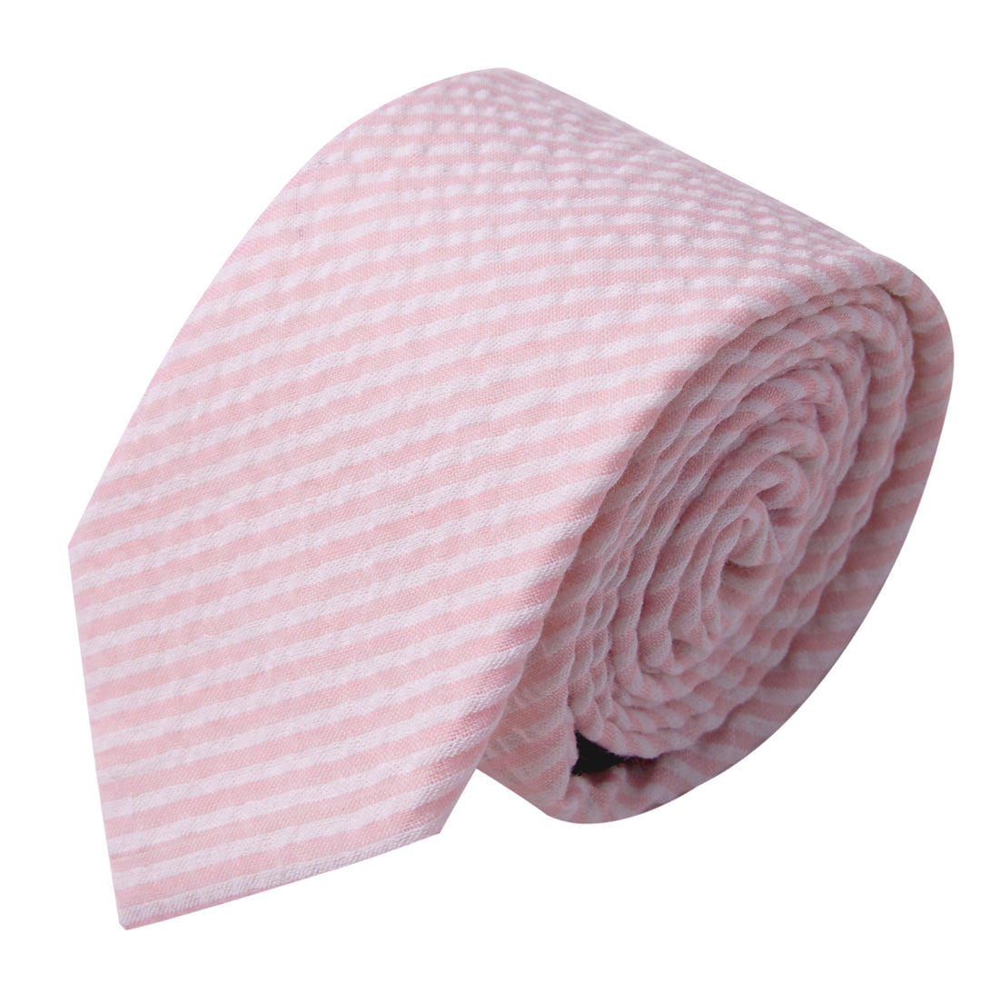 Kid's Prep Seersucker Striped Tie - Pink