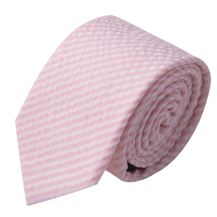 Kid's Prep Seersucker Striped Tie - Pink