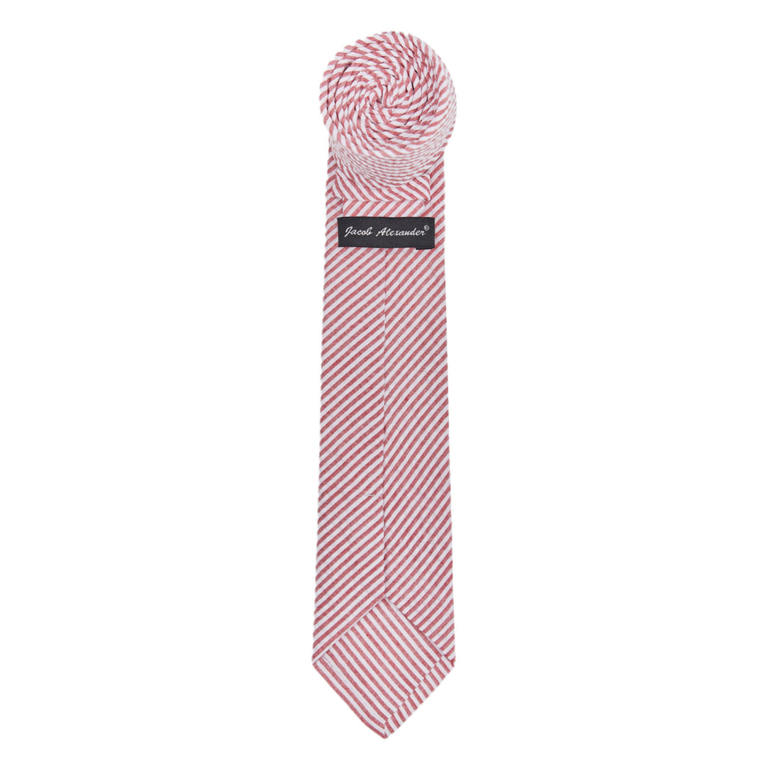 Kid's Prep Seersucker Striped Tie - Red