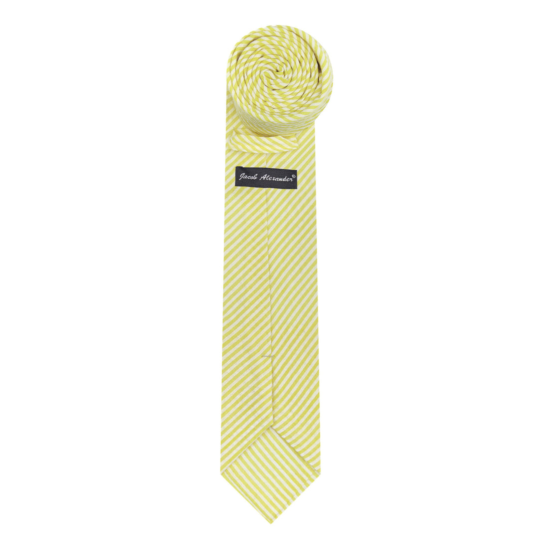 Kid's Prep Seersucker Striped Tie - Yellow