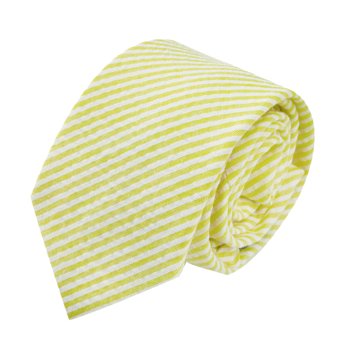 Kid's Prep Seersucker Striped Tie - Yellow