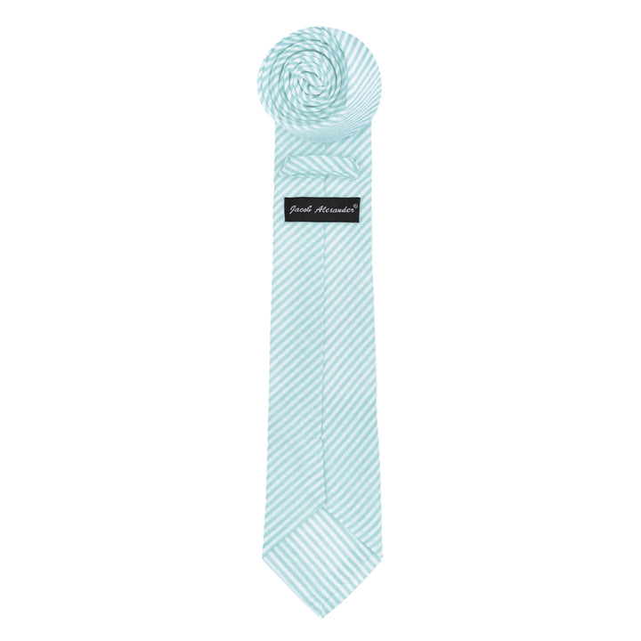 Kid's Prep Seersucker Striped Tie - Turquoise