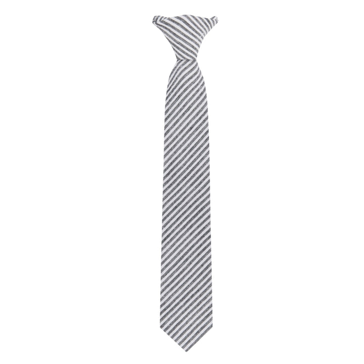 Kid's Seersucker Striped 14" Clip-On Tie - Black