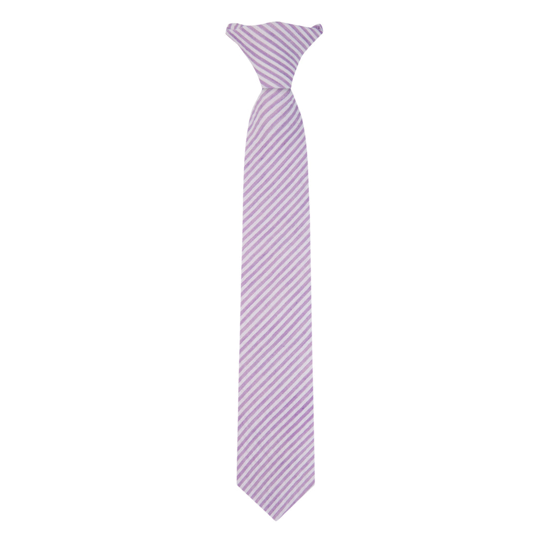 Kid's Seersucker Striped 14" Clip-On Tie - Lavender