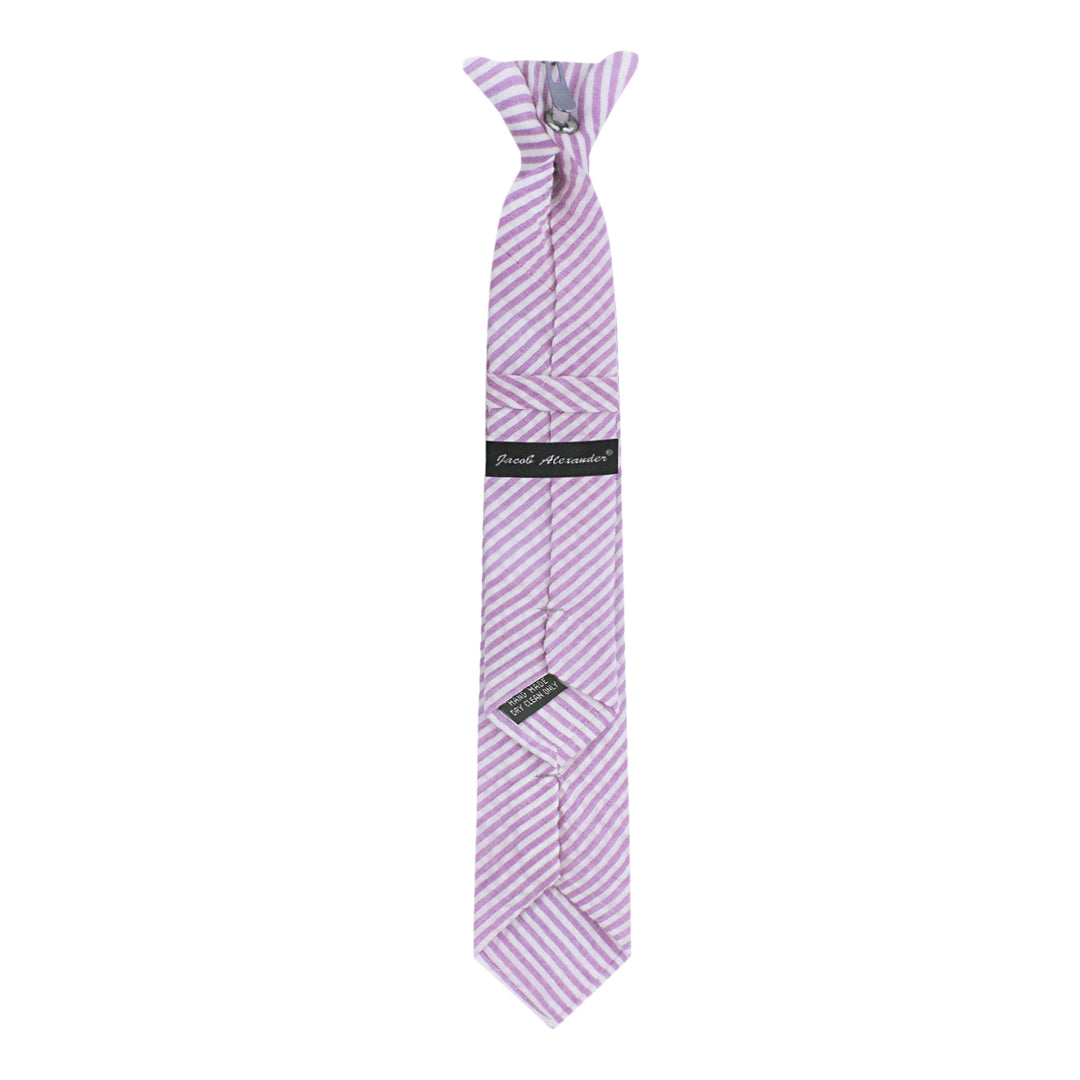 Kid's Seersucker Striped 14" Clip-On Tie - Lavender