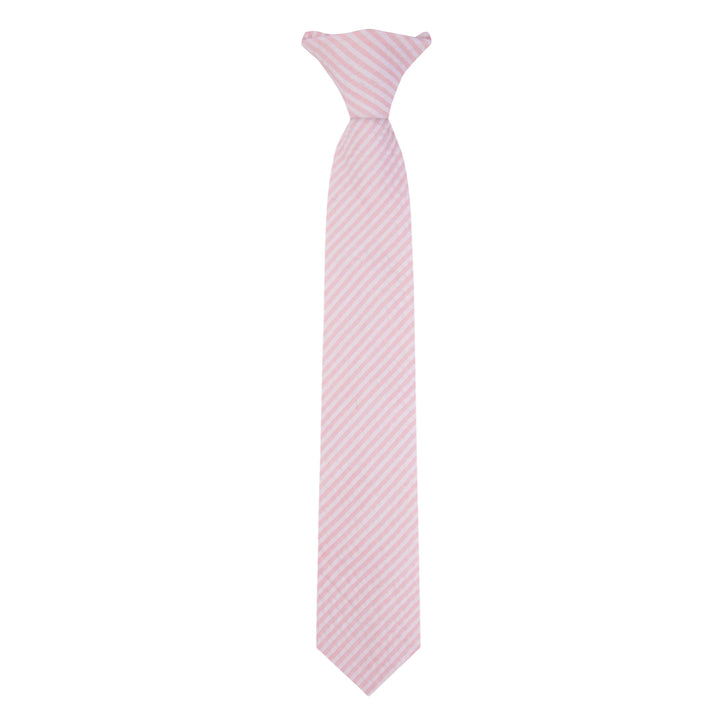 Kid's Seersucker Striped 14" Clip-On Tie - Pink