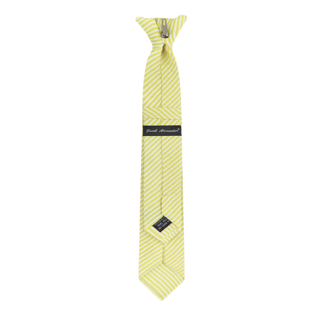 Kid's Seersucker Striped 14" Clip-On Tie - Yellow
