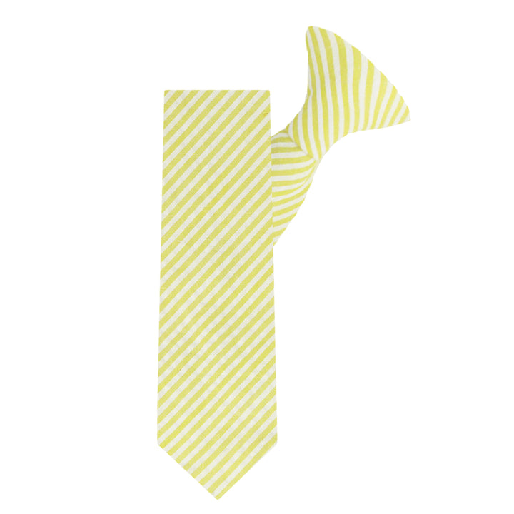 Kid's Seersucker Striped 14" Clip-On Tie - Yellow