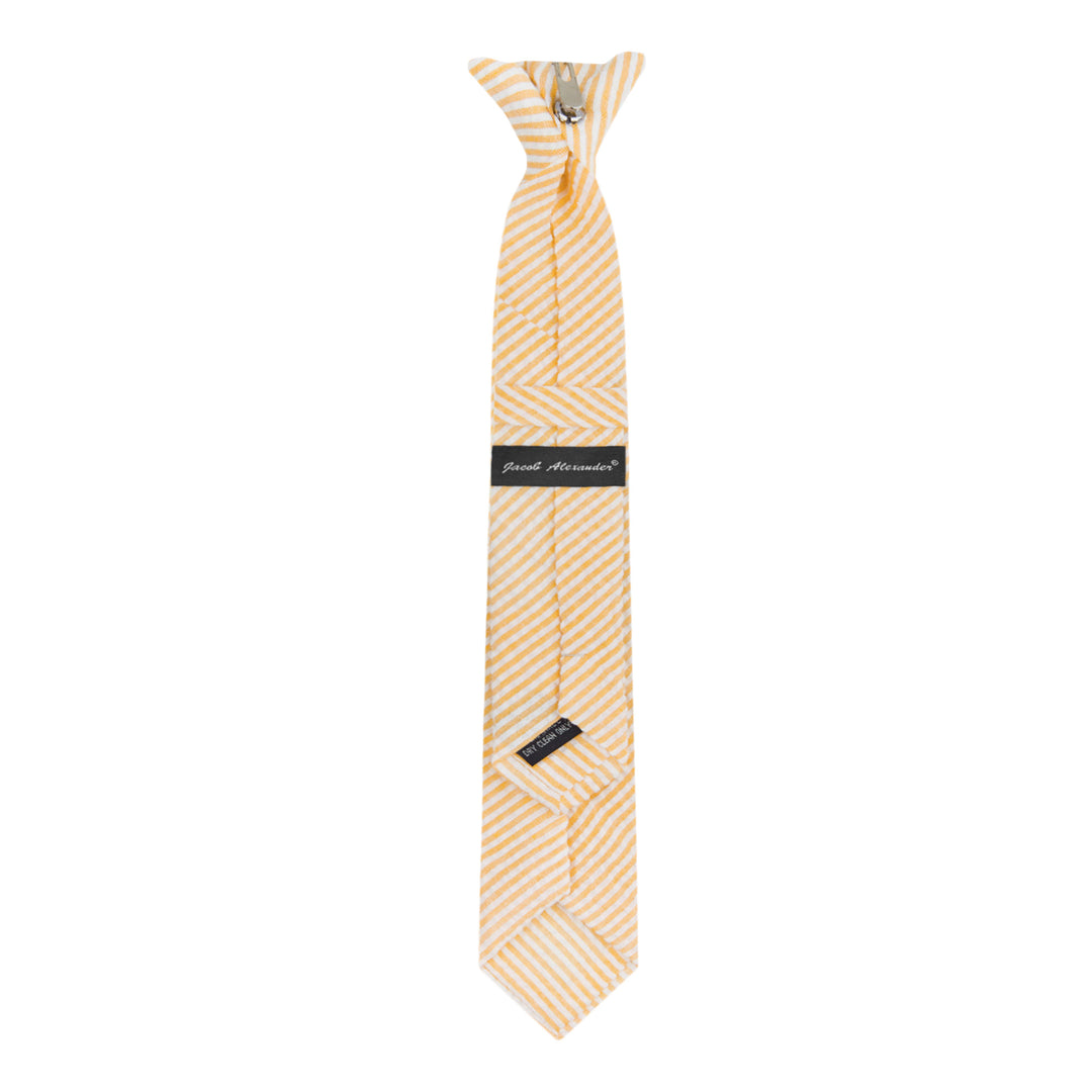 Kid's Seersucker Striped 14" Clip-On Tie - Peach
