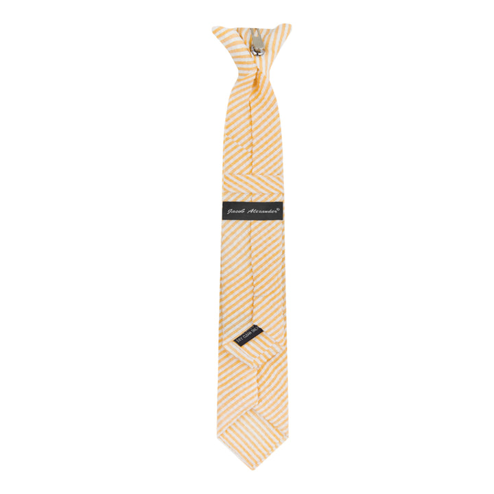 Kid's Seersucker Striped 14" Clip-On Tie - Peach