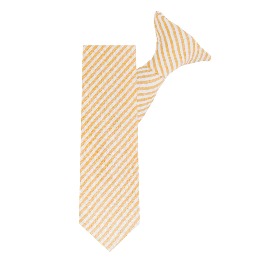 Kid's Seersucker Striped 14" Clip-On Tie - Peach
