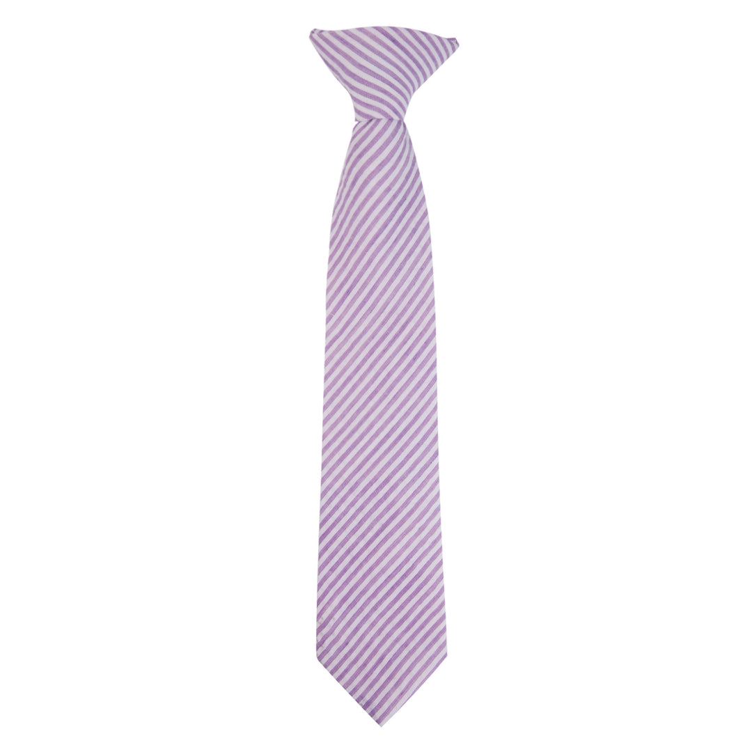Kid's Seersucker Striped 11" Clip-On Tie - Lavender