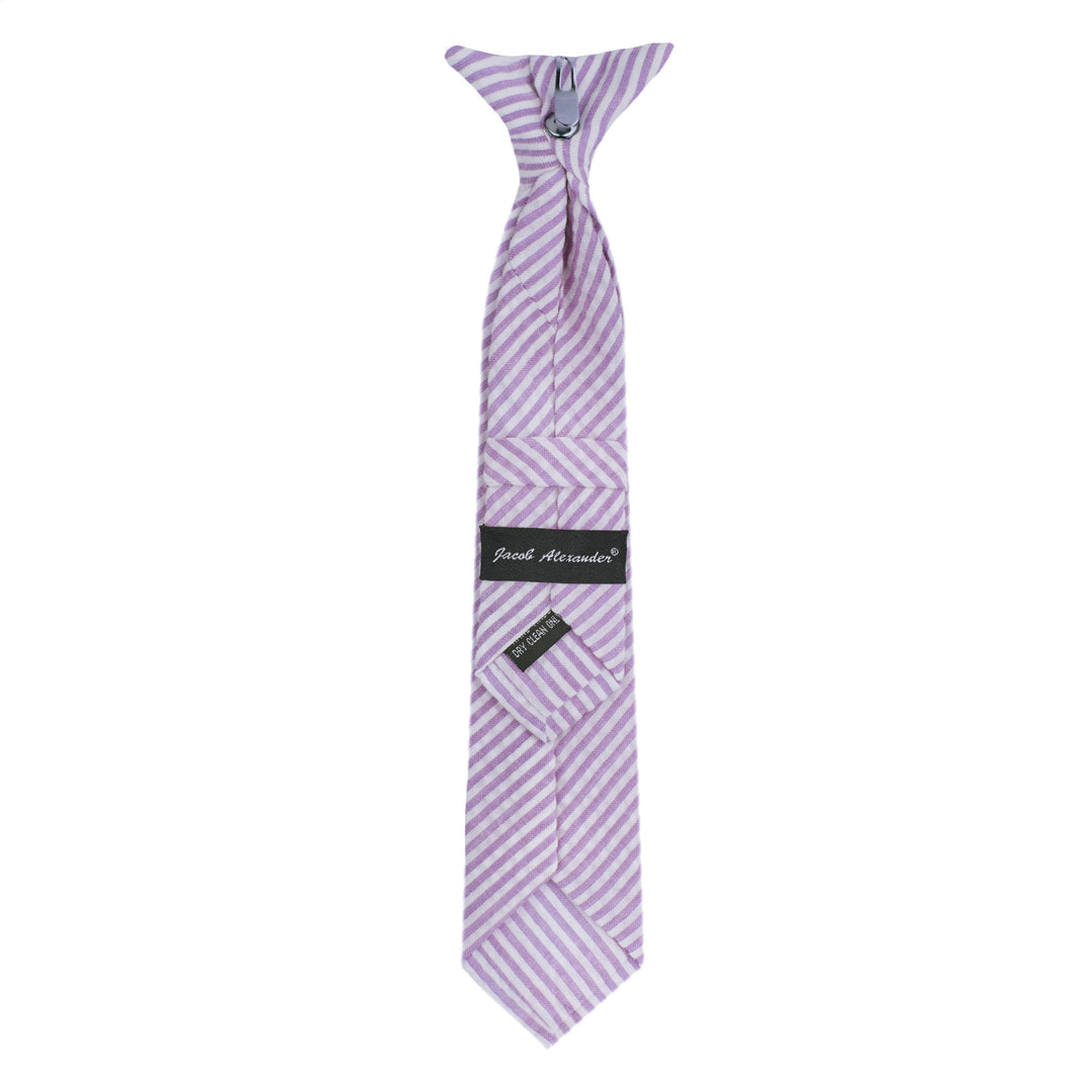 Kid's Seersucker Striped 11" Clip-On Tie - Lavender