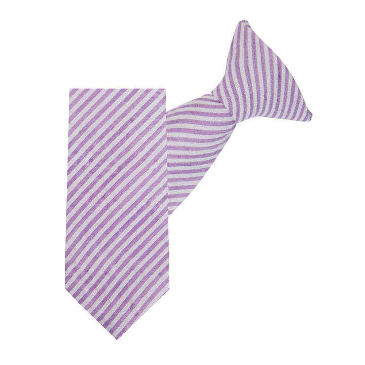 Kid's Seersucker Striped 11" Clip-On Tie - Lavender